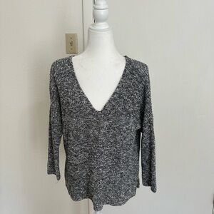 NWOT Express Oversized Open Back Knit Distressed Sweater Black White Size Small